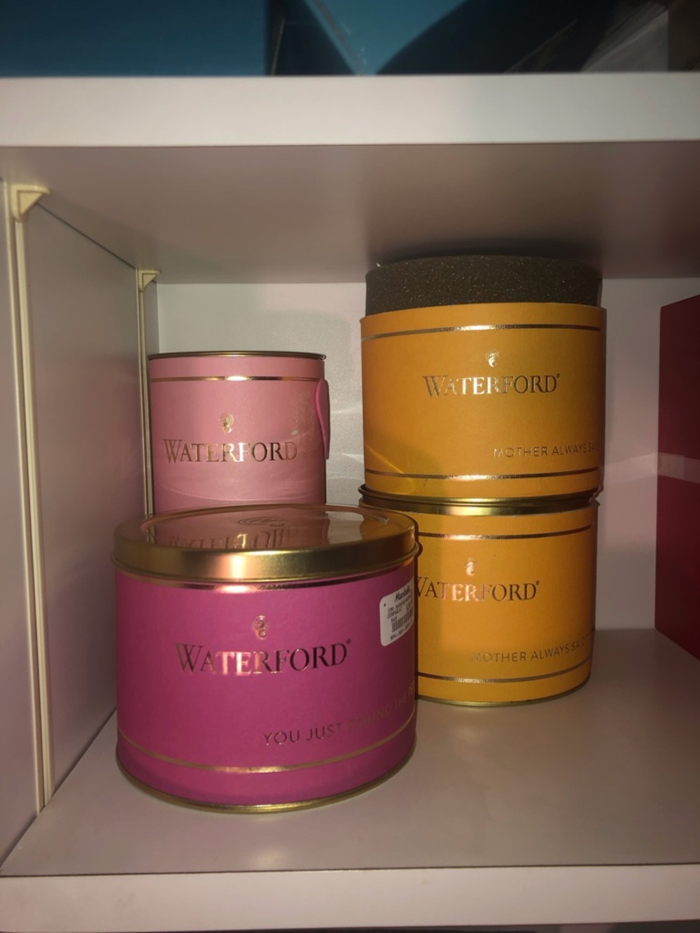 Waterford Pink and Orange Tin Candle Set